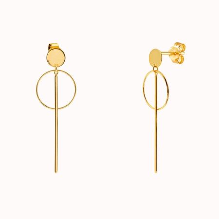 Bar and Hoop Earrings â€“ Gold Plated Geometric Long Earrings | Modern Minimalist Jewelry